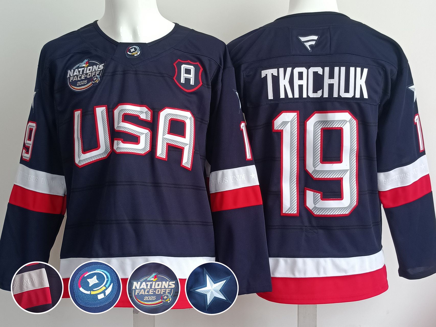 Men USA 19 Tkachuk Dark Blue 2025 Fanatics Home Premium NHL Jersey